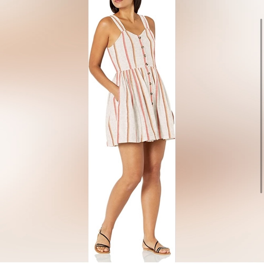NWT Roxy striped linen fit and flare dress Size L - Picture 7 of 13